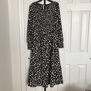 Floral smocked midi dress